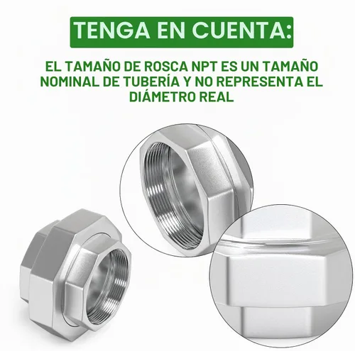 Vista 4 de TAISHER 1 pieza Unión de acero inoxidable 304, 2" NPT hembra, conexión de tubería fundida