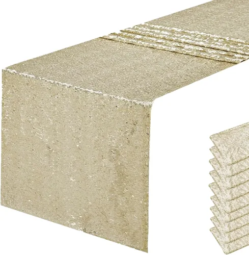 Vista 23 de Pufogu - Camino de mesa de lentejuelas brillantes de 12 x 72 pulgadas para fiestas de cumpleaños, decoración de bodas, despedidas de soltera