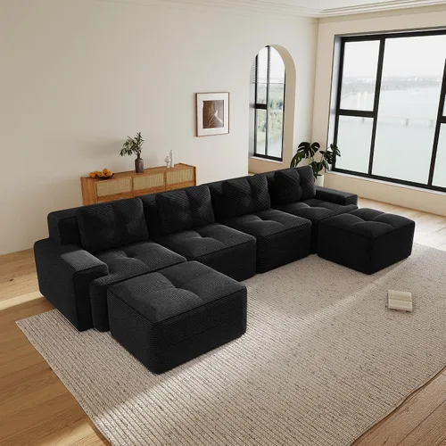 Vista 132 de Sofás seccional modular de 80" sin huesos modernos para sala de estar, juego de sofás comprimidos de 2 plazas con asiento profundo, sin necesidad