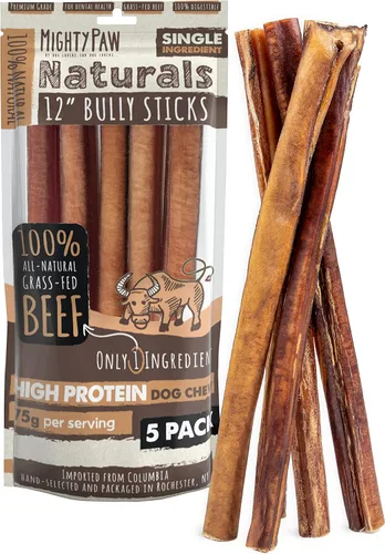 Vista 10 de Mighty Paw Naturals - Palitos masticables rizados para perros – Masticables de carne de res alimentada con pasto. Palitos para perros grandes, razas