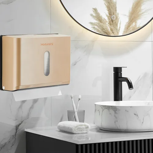 Vista 7 de Dispensadores de toallas de papel para montaje en pared: soporte para toallas de papel multidobladas en Z, instalación sin perforación, dispensador