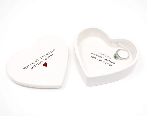 Vista 2 de Personalized Stepmother of the Bride Gift or Stepmother of the Groom Gift, Handmade Ceramic Heart Keepsake Box with Custom Text - You didn’t give me