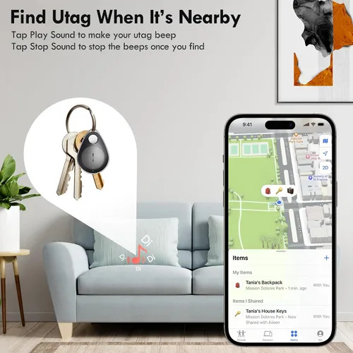 Vista 4 de Utag - Rastreador GPS oculto para niños, 1 paquete, rastreador Bluetooth funciona con Apple Find My (solo iOS), impermeable, modo perdido, sin