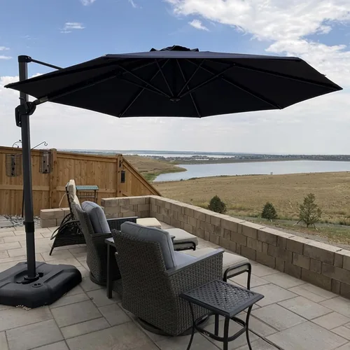 Vista 92 de PURPLE LEAF Sombrilla de patio de 8 pies para exteriores, sombrilla voladiza cuadrada de aluminio con rotación de 360 grados para jardín, terraza