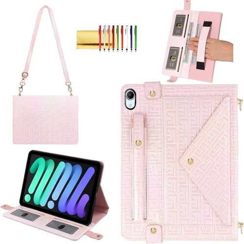 Vista 18 de Funda tipo bolso para iPad mini de 5ª/4ª/3ª/2ª/1ª generación de 7.9 pulgadas, Techcircle funda ligera tipo folio con soporte bandolera con billetera