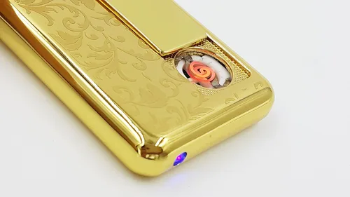 Vista 2 de Encendedor USB con resistencia NEW FOCUS - Encendedor de cigarrillos sin llama recargable - Luxor Gold
