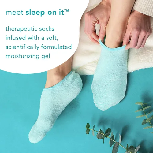 Vista 2 de Barefoot Scientist Sleep On It Calcetines de gel hidratantes durante la noche, calcetines de tobillo de perfil bajo, nutren tus pies, gris, talla L