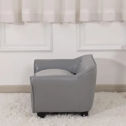 Vista 8 de Sofá para perros, cama para cachorros, sofá para gatos, sofá para mascotas, silla para perros, cama pequeña para mascotas, con clavos de cobre y Gris