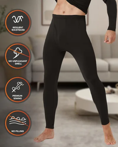 Vista 3 de CL convallaria Paquete de 2 calzoncillos térmicos largos para hombre, forro polar suave, capa base para clima frío, tallas XS-4XL