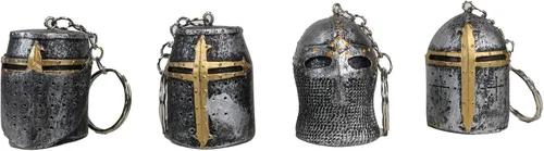 Vista 5 de Ebros Gift Paquete de 4 llaveros escultóricos de caballeros medievales de la cruz de los templarios cruzados cruzados, paquete de 4 figuras