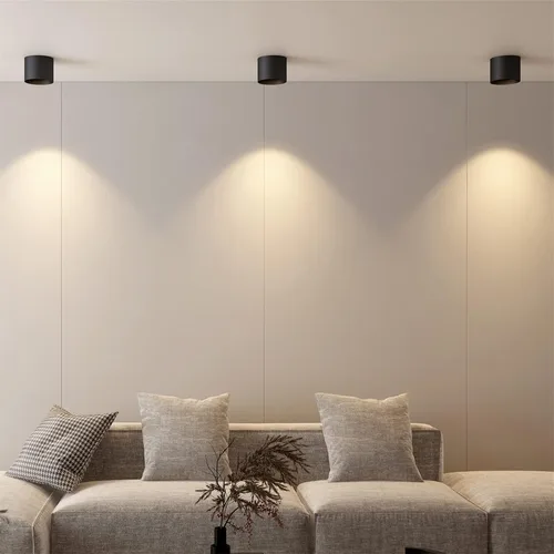Vista 3 de Lámpara de techo de montaje empotrado, 20 W LED regulable 5.9 pulgadas, lámpara de techo cilíndrica de aluminio rústico negro para vestíbulo, Blanco
