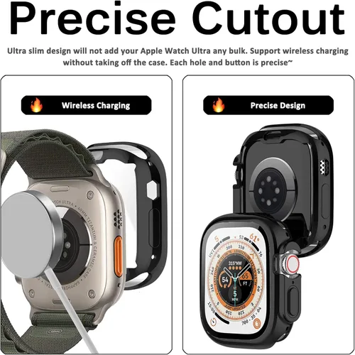 Vista 6 de Funda compatible con Apple Watch Series 3, 2, 1 de 1.496 pulgadas con protector de pantalla, cubierta dura de policarbonato antiarañazos a prueba