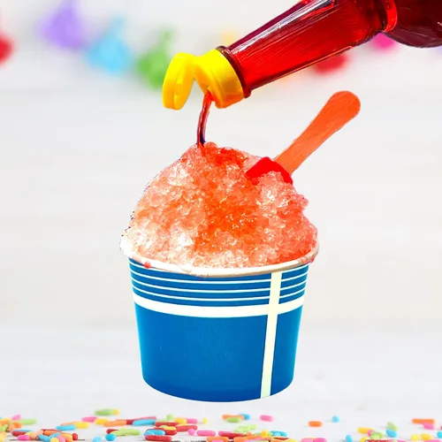 Vista 6 de Concession Essentials Vasos de cono de nieve resistentes de 12 onzas con pajitas de cuchara de neón de 8 pulgadas y cucharas de caramelo, amarillo