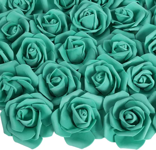 Vista 18 de 100 PCS Rosas de Espuma Azul Bebé Flores Artificiales Flores de Espuma Azul a Granel Sin Tallo Rosas Falsas para Bricolaje Centros de Mesa de Boda