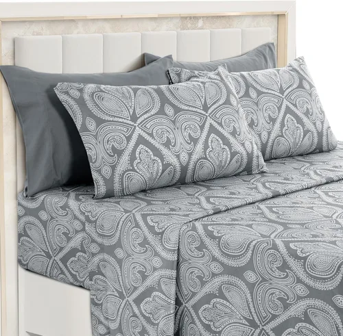 Vista 26 de LDC LUX Décor Colección - Juego de sábanas para cama de tamaño individual con estampado de cachemira – 4 piezas de sábanas de microfibra ultra