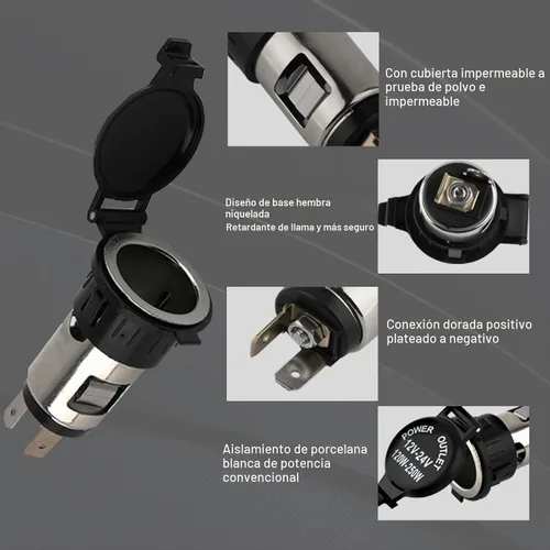 Vista 3 de Enchufe para encendedor de cigarrillos, encendedor de cigarrillos de automóvil de 12 V CC, toma de corriente hembra de 12 voltios de repuesto