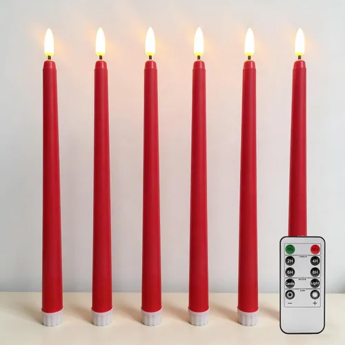 Vista 22 de Velas cónicas sin llama negras con control remoto, velas LED parpadeantes que funcionan con pilas, juego de 6