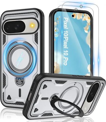 Vista 46 de Gritup fro Funda para Google Pixel 9A, funda protectora magnética de grado militar compatible con Mag-Safe, 2 protectores de pantalla HD, soporte