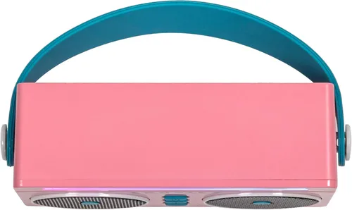 Vista 11 de Crosley CR3050A-FG Mini Boombox Altavoz Bluetooth Portátil Retro con Luces LED, Flamingo