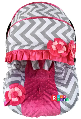 Vista 2 de Rosy Kids Cubierta de toldo para asiento de automóvil infantil, 3 piezas, caboodle, kit de cubierta de asiento de coche para bebé, color 03NR08
