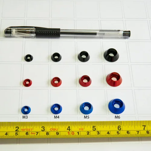 Vista 2 de [60 piezas] Arandelas de avellanado de copa de cono M3, aleación de aluminio anodizado, juntas de arandelas de cabeza, cuña de taza para tornillo