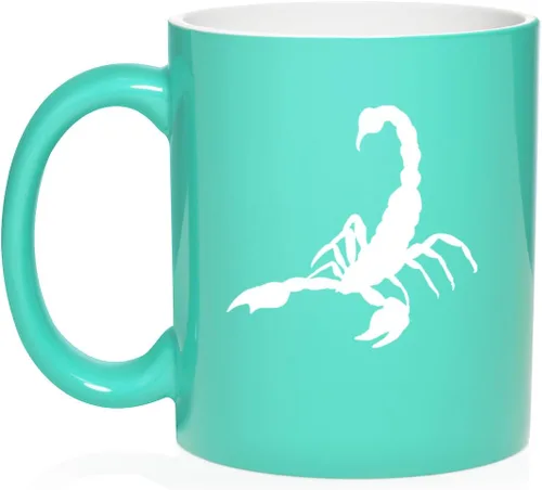 Vista 17 de Daylor Taza de café de cerámica Scorpion, regalo para ella, él, amigo, compañero de trabajo, esposa, esposo (11 onzas, azul)