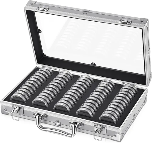 Vista 9 de Funrous Caja de Almacenamiento de Monedas de Aluminio 100/50/20 Slabs para Portadores de Slabs Suministros para Colección y Almacenamiento Caja