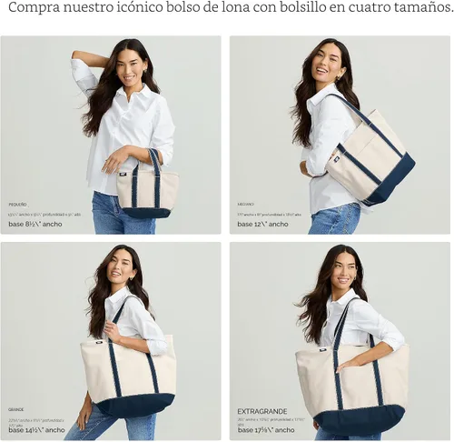 Vista 5 de Lands' End Bolso de lona abierto Natural/Azul marino radiante