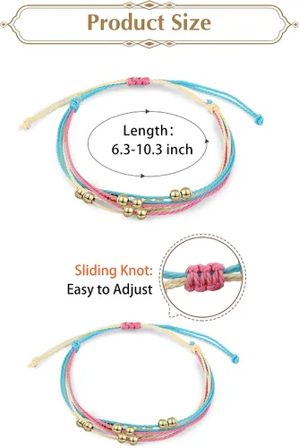 Vista 5 de Hicarer 21 pulseras de olas surfistas ajustables e impermeables hechas a mano para la amistad, joyería para mujer