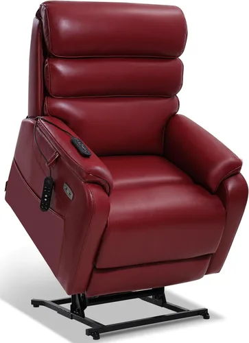 Vista 12 de EONIX Silla Reclinable Eléctrica de Doble Motor Completamente Reclinable para Ancianos, Sillas Elevadoras Eléctricas de Cuero Sintético para Negro