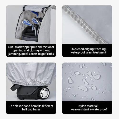 Vista 8 de Funda de lluvia para bolsa de golf, duradera, a prueba de polvo, equipo impermeable para viajes, bolsa de golf, capucha de lluvia de 50.4 pulgadas