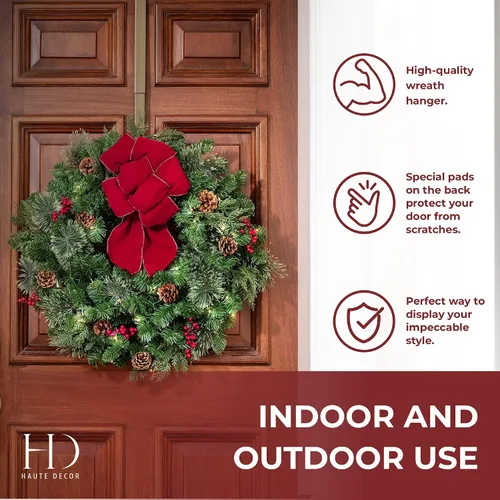 Vista 7 de Haute Decor Adapt - Colgador de corona ajustable, con ajuste de parte superior y longitud - Latón antiguo - Soporte para corona sobre la puerta que