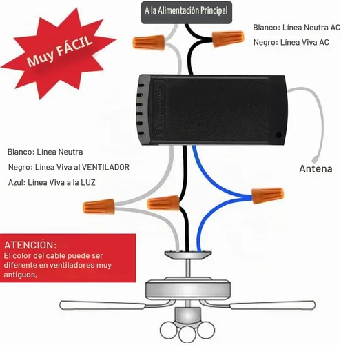 Vista 4 de QIACHIP Kit de control remoto de luz de ventilador de techo universal WIFI, controlador de lámpara de velocidad de ventilador inalámbrico