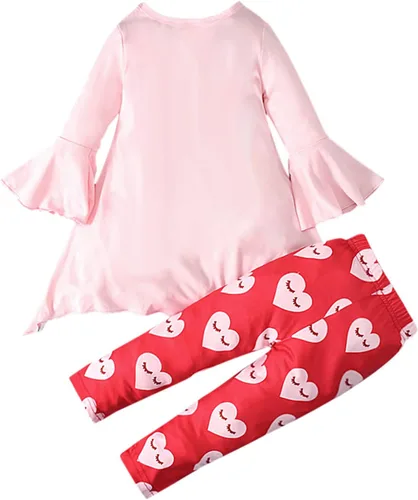 Vista 4 de TBUIALL Day Trousers Cute Girls Long Valentine's Sleeve Fashionable Set Top Baby Girls Outfits&Set 3 Month Baby Girl