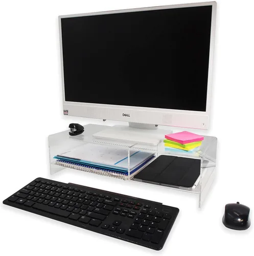 Vista 2 de Company Clear 0.197 in Deluxe Acrylic Monitor Stand para computadoras, monitores, portátiles, tabletas, uso de oficina, uso doméstico, escritorios