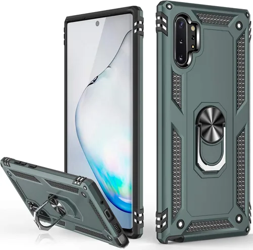 Vista 14 de LUMARKE Funda protectora para Galaxy Note 10, pasa 16 pies, prueba de caídas de grado militar, resistente con soporte de anillo magnético, Negro