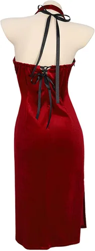 Vista 6 de Vestido Ada sexy bordado con cuello colgante para mujer, disfraz de Halloween