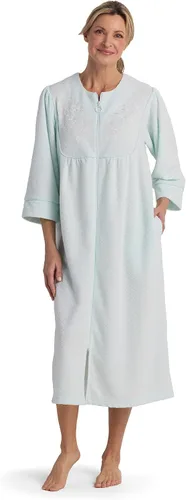 Vista 7 de Miss Elaine Bata larga de terry cepillado por detrás para mujer, bata con cremallera, ropa de dormir y ropa de descanso