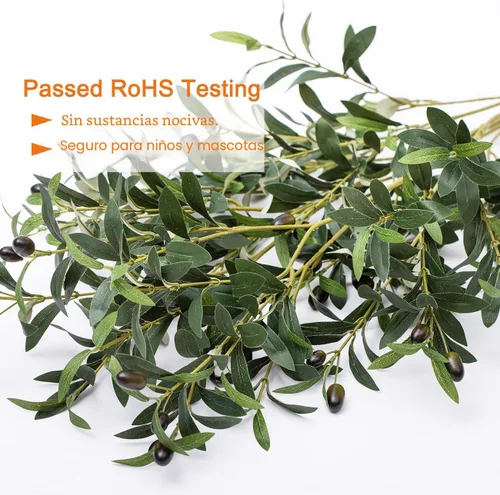 Vista 2 de Heleze Ramas de Olivo Artificiales de 39 Pulgadas Tallos de Vegetación Plantas Falsas con 222 Hojas para Florero Ramas de Olivo Falsas Decoración