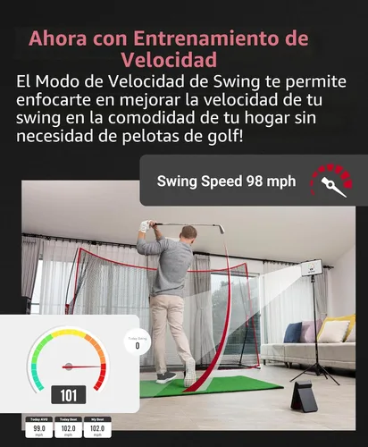 Vista 4 de SC4 PRO Golf Launch Monitor & 3D Driving Range Simulator Indoor and Outdoor Use Portable Golf Swing Analyzer Home Tracker with Built-in Screen