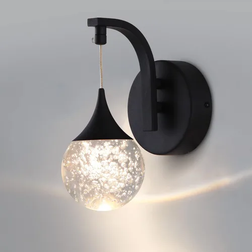 Vista 8 de Sedelan Apliques de Pared de Cristal Luna, Iluminación LED Moderna de Pared, 5W Luz de Pared Regulable para Dormitorio Cabecera Baño Sala de Estar