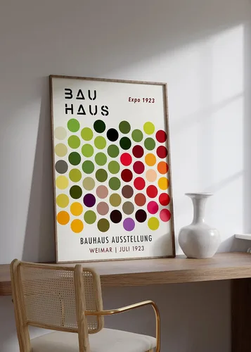 Vista 3 de Póster de círculos de Bauhaus para pared, impresión artística de Bauhaus, póster geométrico, arte abstracto de pared Bauhaus, inspirado en Bauhaus