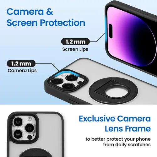 Vista 5 de ZCDAYE Funda para iPhone 13 Pro Max con soporte, iPhone 13 Pro Max, funda magnética para teléfono con soporte giratorio invisible, carga