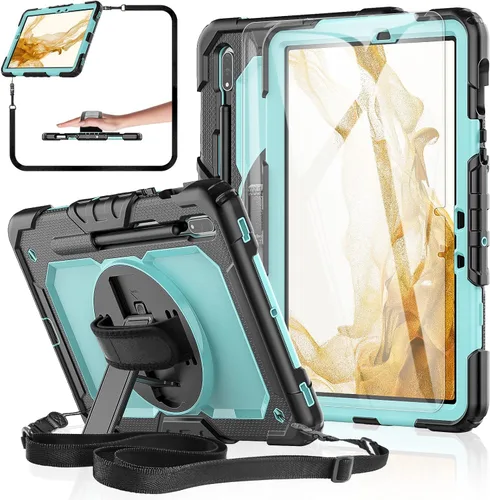 Vista 12 de Funda para Samsung Galaxy Tab S8/S7 de 11 pulgadas 5G Funda para Tableta 2022/2020, [con Protector de Pantalla de Vidrio Templado], Soporte