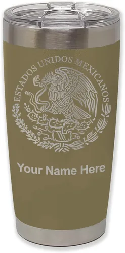 Vista 36 de LaserGram - Vaso personalizado de 20 onzas, bandera de México (negro)