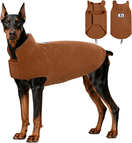 Vista 15 de DENTRUN - Abrigo de forro polar para perros en invierno resistente al viento chaqueta reflectante para mascota chaleco para perro para razas