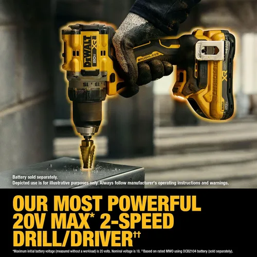 Vista 3 de DEWALT Taladro/destornillador inalámbrico de 1/2 pulgada sin escobillas MAX XR de 20 V (solo herramienta) (DCD801B)