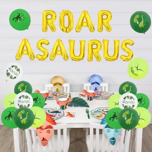 Vista 4 de Decoraciones de cumpleaños de One a Saurus, decoraciones de primer cumpleaños con temática de dinosaurio con rugido de Oneasaurus, globos
