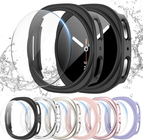 Vista 13 de Pack de 12 fundas para Samsung Galaxy Watch 6 de 40 mm, protector de pantalla con cubierta de policarbonato duro y película protectora de vidrio