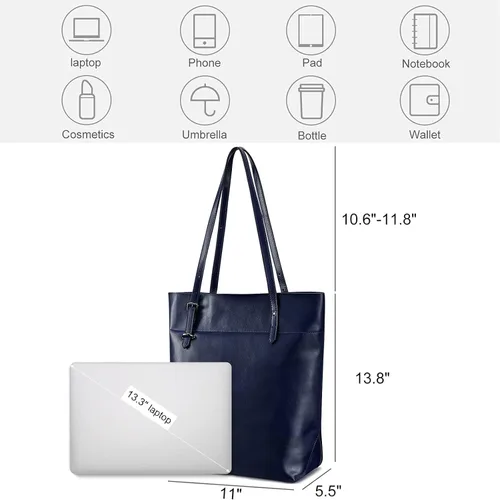 Vista 4 de S-ZONE - Bolso bandolera de cuero auténtico, estilo vintage, gran capacidad, 2.0